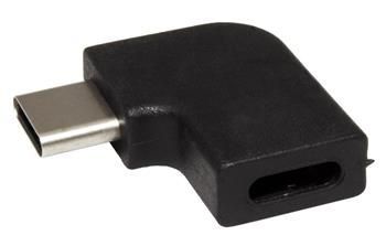 USB redukce USB 3.1 C(M) -> USB C(F), lomená 90° , černá