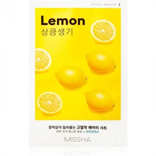 Missha Airy Fit Lemon plátýnková maska pro rozjasnění a vitalitu pleti