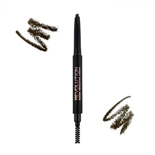 Makeup Revolution Precizní tužka na obočí s kartáčkem (Duo Brow Pencil) Dark Brown