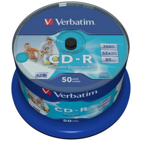 Disk Verbatim CD-R 700MB/80min, 52x, Printable, 50cake, 43438