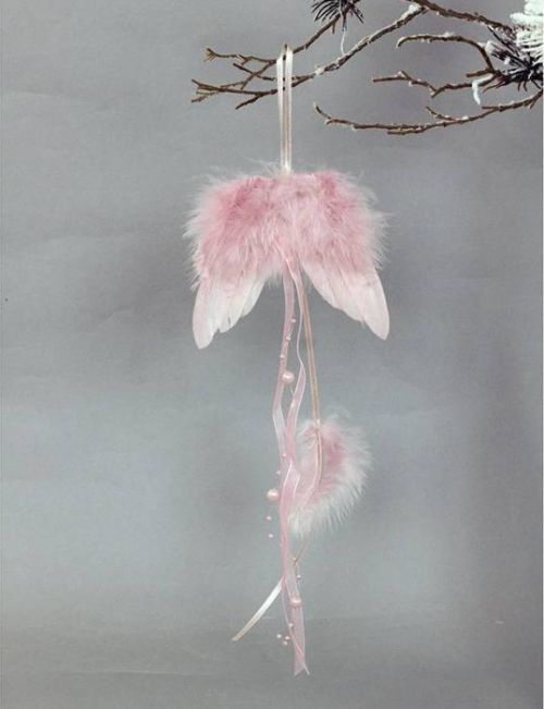 Andělská křídla z peří, barva růžová,  baleno 12ks v polybag. Cena za 1 ks. AK6102-PINK Art