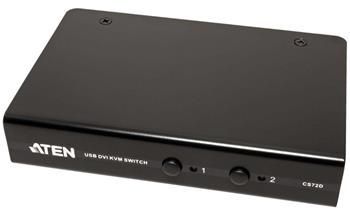 Aten CS-72D DataSwitch elektronický 2:1 (kláv.,DVI,myš,audio) USB, kabely