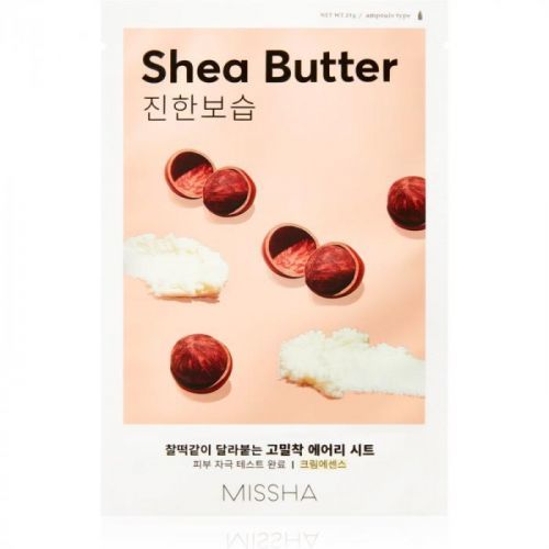 Missha Airy Fit Shea Butter plátýnková maska s vysoce hydratačním a vy