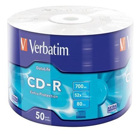 CD-R 700MB, 80min., 52x, DL Extra Protection, Verbatim, 50ks ve fólii, 43787
