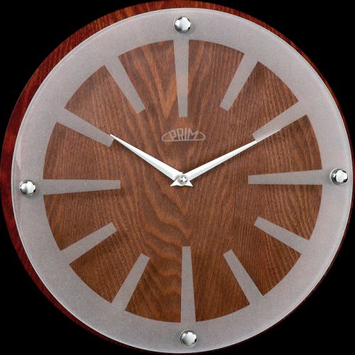 Nástěnné hodiny PRIM Wood Singular mají nápaditý design. Stanou se nepřehlédnutelným doplňkem interiéru. Hodiny jsou čistě a precizně zpracovány ze dřeva a skla. Na skle hodin jso 50 - hnědá