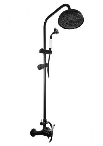 SLEZAK-RAV Vodovodní baterie sprchová LABE s hlavovou a ruční sprchou, černá matná, 150 mm L581.5/3CMAT