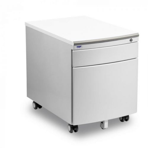 Pojízdný kontejner Mayer 32P8 W — stříbrný, bílá deska