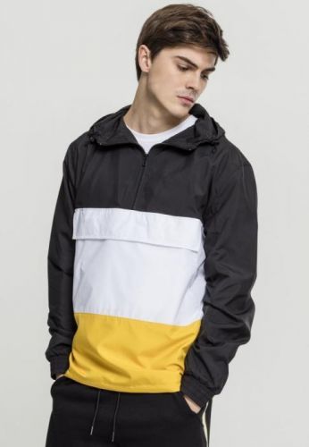 Color Block Pull Over Jacket - blk/chromeyellow/wht L