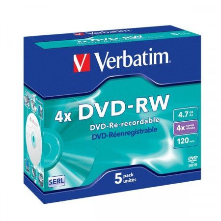 VERBATIM DVD-RW(5-pack)Jewel/4x//DLP/4.7GB , 43285