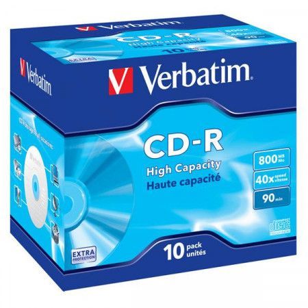 Disk Verbatim CD-R 800MB/90min, 40x, Extra Protection jewel box, 10ks, 43428