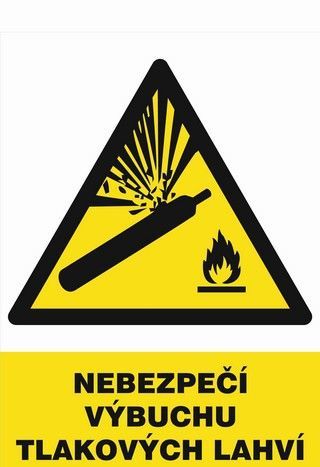 Nebezpečí výbuchu tlakových lahví - plastová tabulka A4
