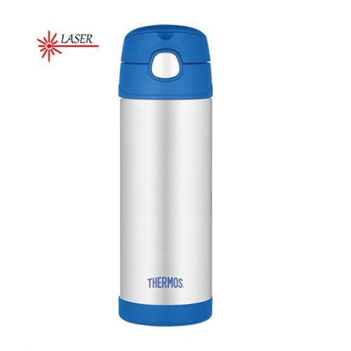 Thermos FUNtainer Dětská termoska s brčkem - modrá 470 ml