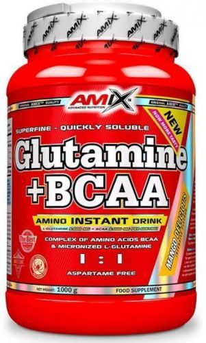 AMIX L-Glutamine + BCAA - powder, Pomeranč, 1000g
