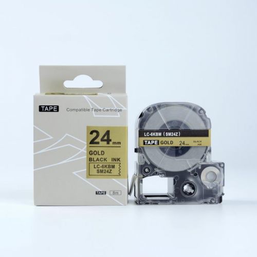 Epson LK-SM24ZW, 24mm x 9m, černý tisk / zlatý podklad, kompatibilní páska