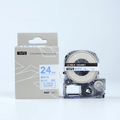 Epson LK-SS24BW, 24mm x 9m, modrý tisk / bílý podklad, kompatibilní páska
