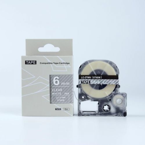 Epson LK-ST6SW, 6mm x 9m, bílý tisk / průhledný podklad, kompatibilní páska