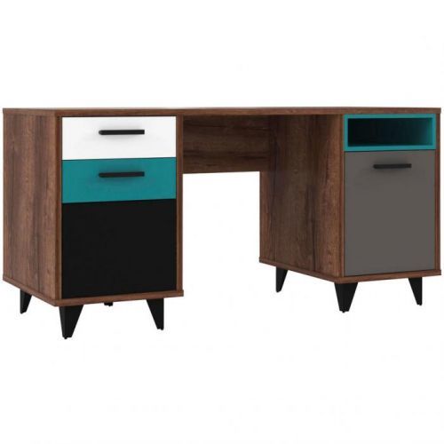 Psací Stůl Šedá Zelená Černá Bílá Barvy Dubu Carryhome