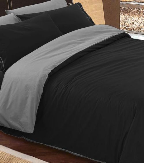 Gipetex Natural Dream Italské povlečení 100% bavlna Doubleface černá/šedá - 140x200 / 70x90 cm