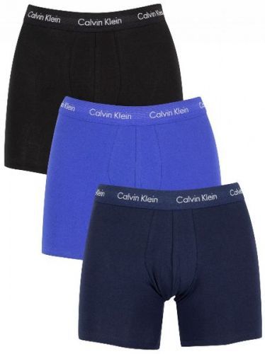 Calvin Klein Sada Boxerek Cotton Stretch 3p Boxer Brief nb1770a-4ku Black, Blue Shadow, Cobalt Water (Velikost M)