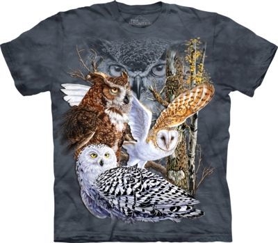 Tričko unisex The Mountain Find 11 Owls - šedé