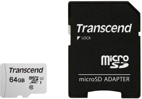 Transcend Microsdxc 64gb, 300s, Uhs-I, u1 + Adaptér (Ts64Gusd300S-A)