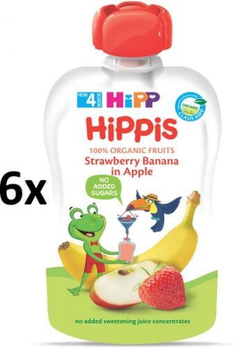 Hipp Bio 100% Ovoce Jablko-Banán-Jahoda 6 X 100 G