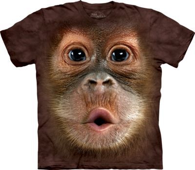 Tričko unisex The Mountain Big Face Baby Orangutan - hnědé