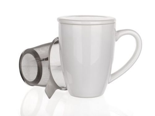 Banquet Hrnek S Víčkem A Nerezovým Sítkem Bonnet 350 Ml, Bílý