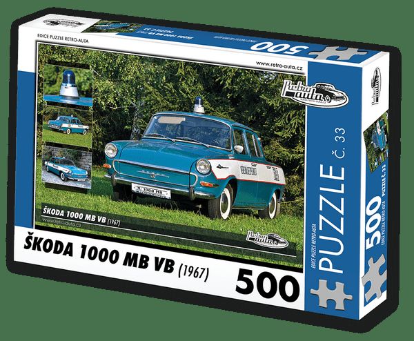 Retro-Auta© Puzzle Č. 33 - Škoda 1000 Mb Vb (1967) 500 Dílků