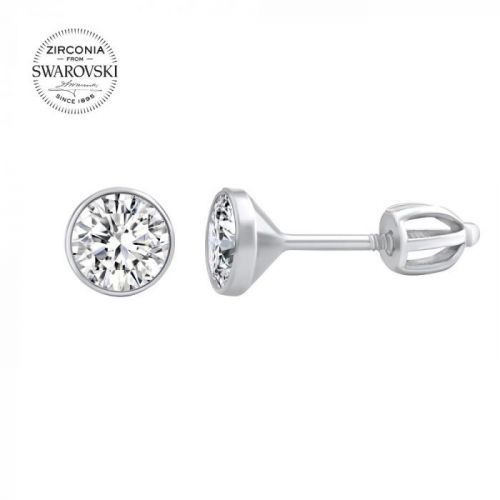 Stříbrné náušnice pecky SILVEGO se Swarovski Zirconia 6 mm - SILVEGO70606w