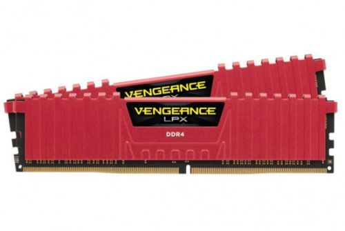 CORSAIR 16GB=2x8GB DDR4 3200MHz VENGEANCE LPX RED PC4-25600 1.35V CL16-18-18-36 XMP2.0 (16GB=kit 2ks 8GB s chladičem červený, CMK16GX4M2B3200C16R