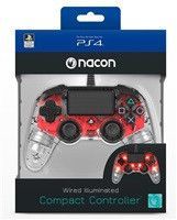 Nacon Wired Compact Controller - ovladač pro PlayStation 4 - průhledný červený, ps4hwnaconwicccred