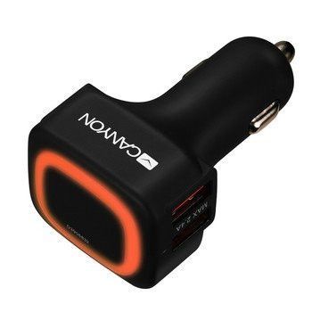 CANYON Univerzální 4xUSB auto nabíječka, Input 12V-24V, Output 5V-4.8A, Smart IC, černá LED