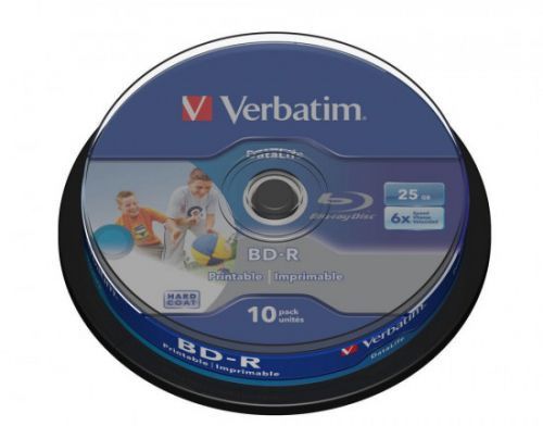 VERBATIM BD-R 25GB 6x HTL WIDE PRINTABLE spindle 10pck/BAL, 43804