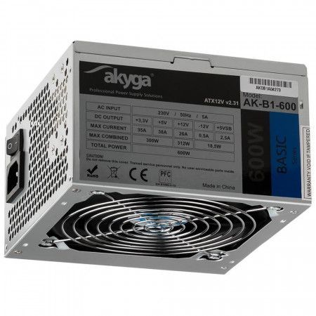 Akyga Basic ATX Power Supply 600W AK-B1-600 Fan12cm P4 3xSATA PCI-E, AK-B1-600