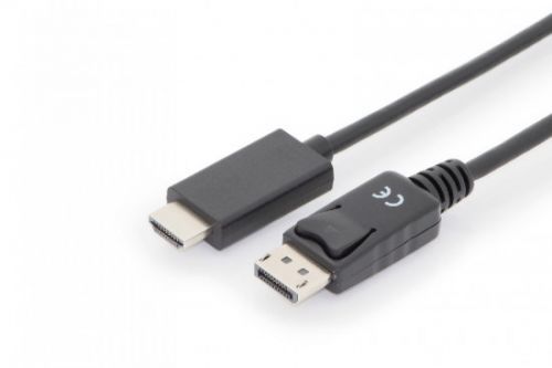 Digitus kabelový adaptér DisplayPort, DP - HDMI typu A, M / M, 1,0 m, s blokováním, DP 1.2_HDMI 2.0, 4K / 60Hz, CE, bl, AK-340303-010-S