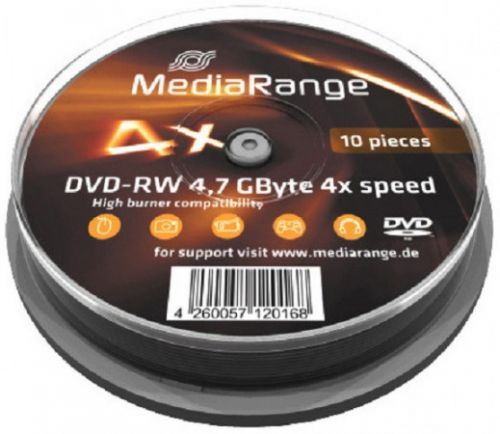 MEDIARANGE DVD-RW 4,7GB 4x spindl 10pck/bal, MR450