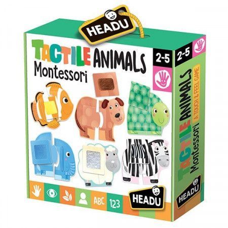 HEADU Hmatové puzzle Zvířátka 6x3 dílky (Montessori)