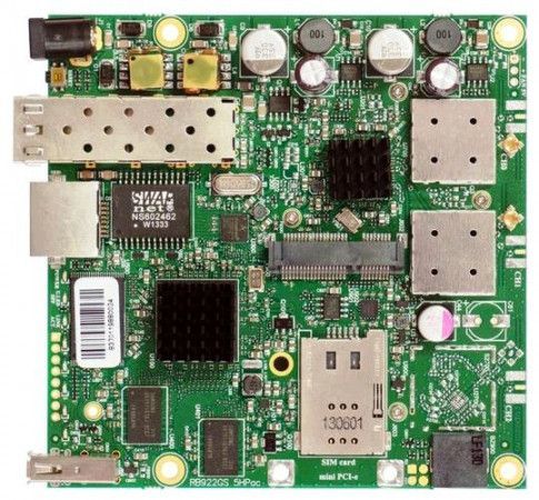 RouterBoard Mikrotik RB922UAGS-5HPacD 802.11ac 2x2 two chain, RouterOS L4, miniPCIe, USB, SFP, SIM, 1xGLAN, 2xMMCX, RB922UAGS-5HPacD
