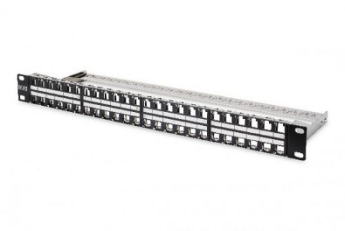 Digitus Modular Patch Panel, shielded 48-port, label field, 1U, rack mount, color black RAL 9005, DN-91424