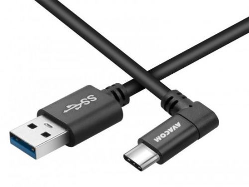 Datový a nabíjecí kabel USB - USB Type-C, 100cm, konektor v úhlu 90°, černý, DCUS-TPCLR-10K