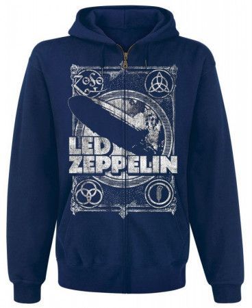 Mikina Led Zeppelin vintage (modrá/kapuce/zip) M