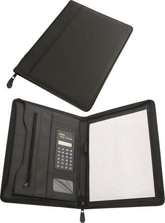 Konferenční desky, A4, koženka, kalkulačka, černé, EAC1132