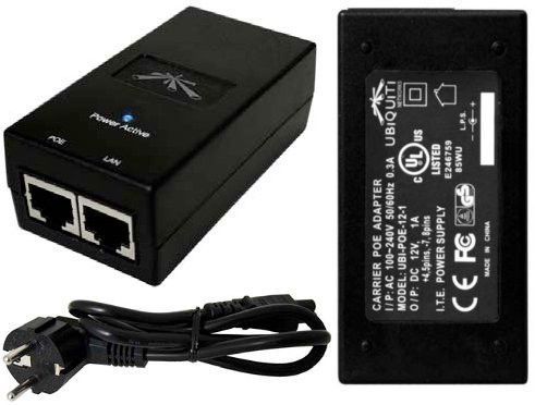 Ubiquiti POE-24, Gigabit PoE adapter 24V/1A (24W), včetně napájecího kabelu, POE-24-24W-G