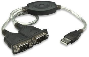MANHATTAN Adaptér USB - sériový port 2x (USB AM/DB9M(2), RS232), 174947