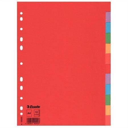 ESSELTE Rejstříky Economy, mix barev, karton, A4, 12 dílů, ESSELTE 16635, 100202
