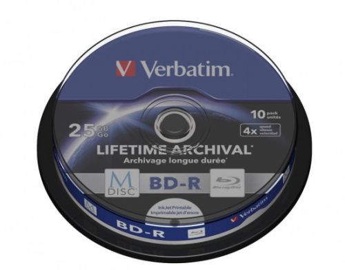 Disk Verbatim BD-R M-Disc 25GB, 4x, printable, 10-cake, 43825
