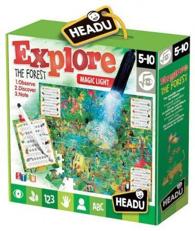 HEADU Puzzle Explore s magickým světlem: Prozkoumej prales 70 dílků