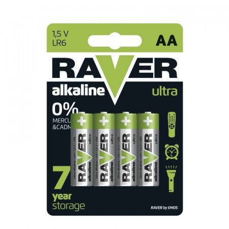 Alkalická baterie RAVER LR6 (AA), blistr (4 ks)