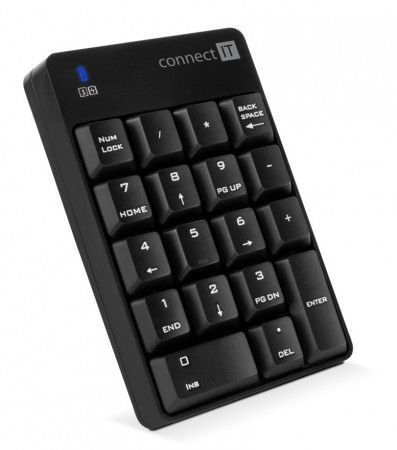 CONNECT IT NumCALC bezdrátová numerická klávesnice, (+ 1x AAA baterie zdarma), ČERNÁ, CKB-0061BK